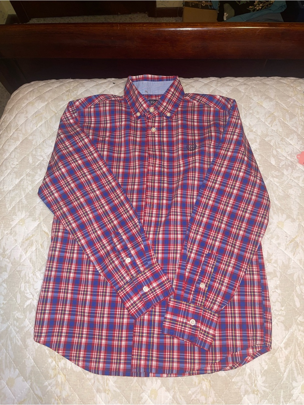 Chaps Red & Blue Plaid Boys Button-Down Shirt
